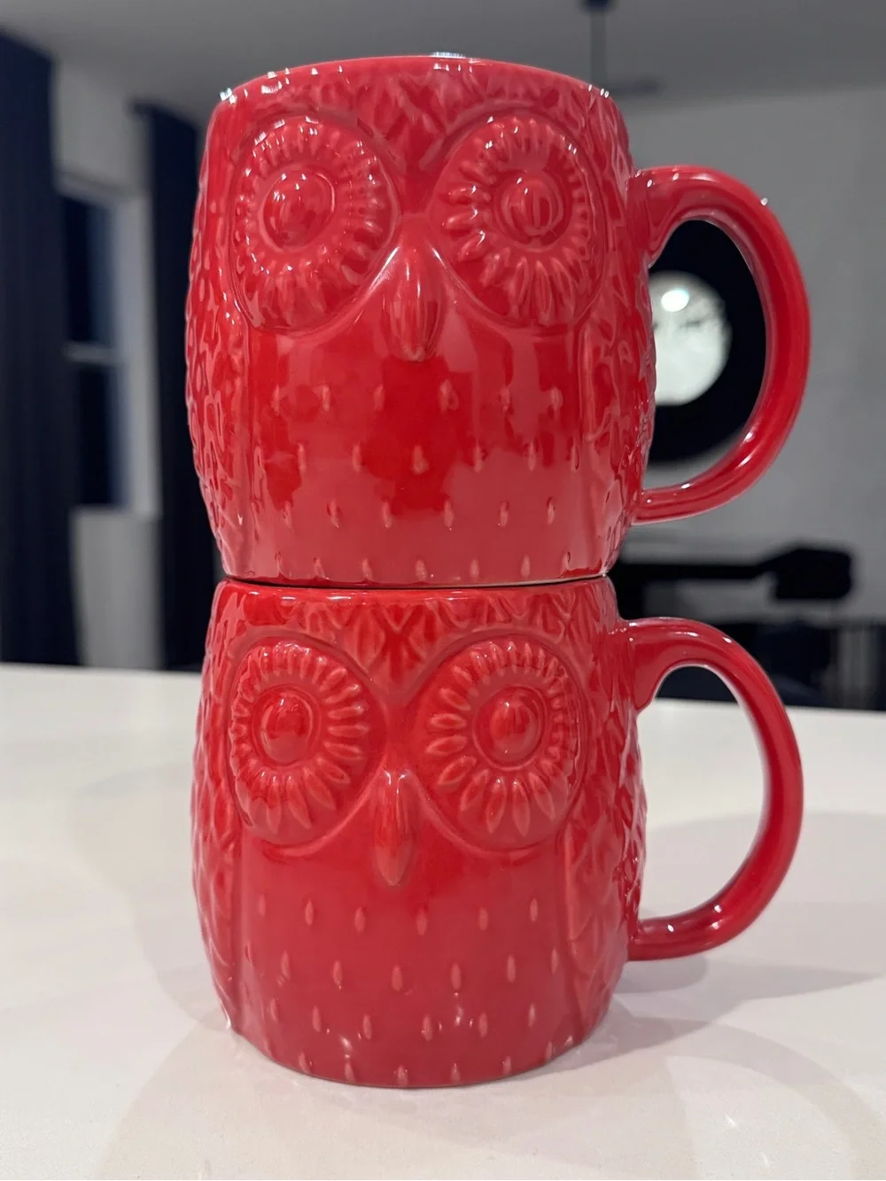 Pair of West Elm Red Owl Coffee Mugs